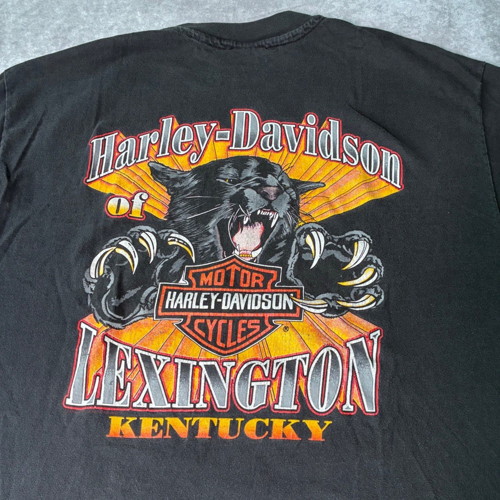 Vintage Harley-Davidson Eagle Panther  Lexington KY  T-Shirt Mens XL Black 90s
